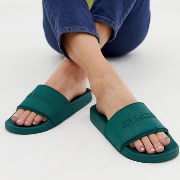 IVY PARK Shoes - IVY PARK embossed emerald green slides